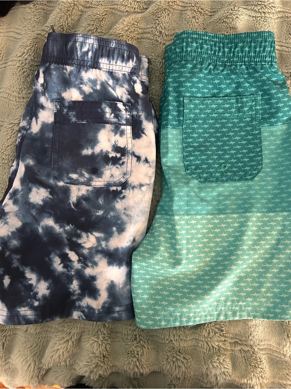 Abercrombie Kids Tie-Dye Navy and Teal Swim Shorts - Set of 2
